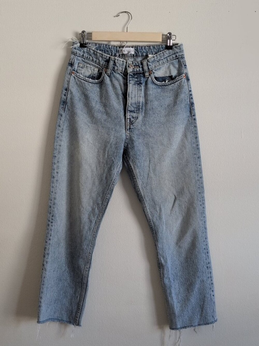 Zara Light-Wash Straight-Leg Jeans